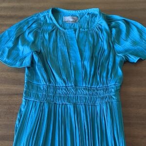 Anthropologie Green Pleated Dress